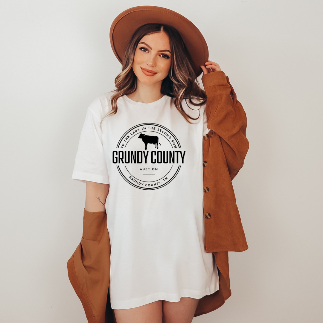 The Grundy County Auction Tee - Soft Cream and Mustard