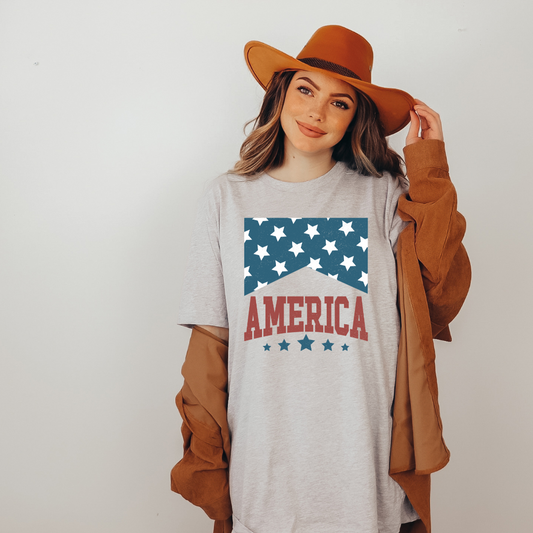 America Vintage Tee - Heather Grey and Mustard