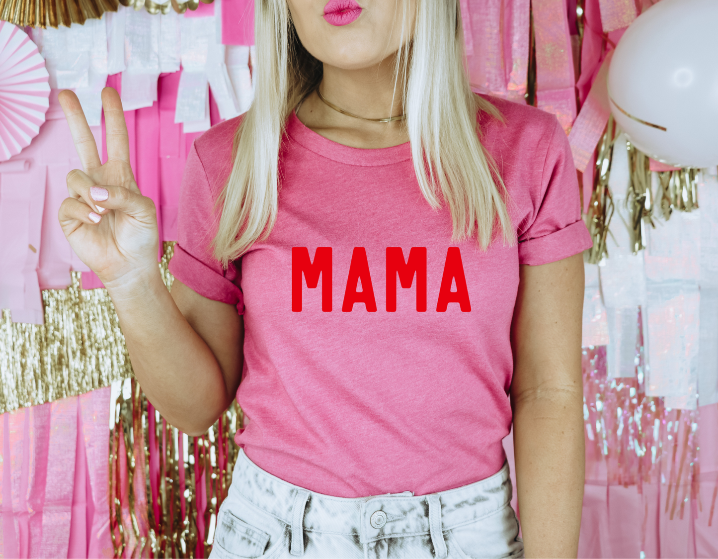 Valentine's Mama T-Shirt - Berry and Black