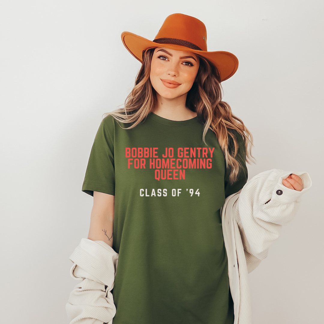 Bobbie Jo Gentry for Homecoming Queen Tee - Black, Army Green and Heather Gray