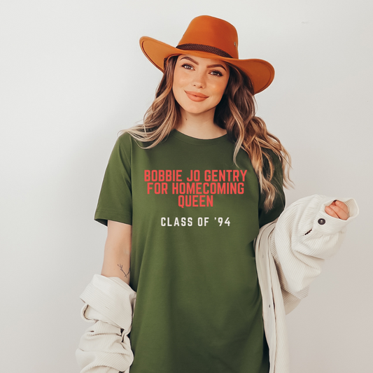 Bobbie Jo Gentry for Homecoming Queen Tee - Black, Army Green and Heather Gray