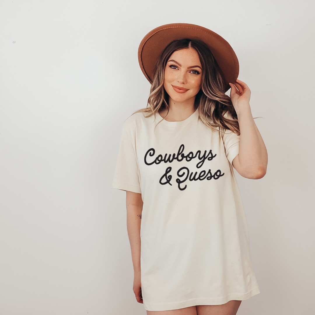 Cowboys & Queso Tee - Mauve, Soft Cream  and Pebble